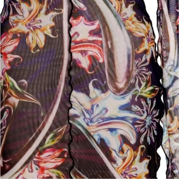 NWT Agua Bendita Hadley Floral Mesh Boat Neck Long Sleeve Mini Dress - Picture 6 of 9